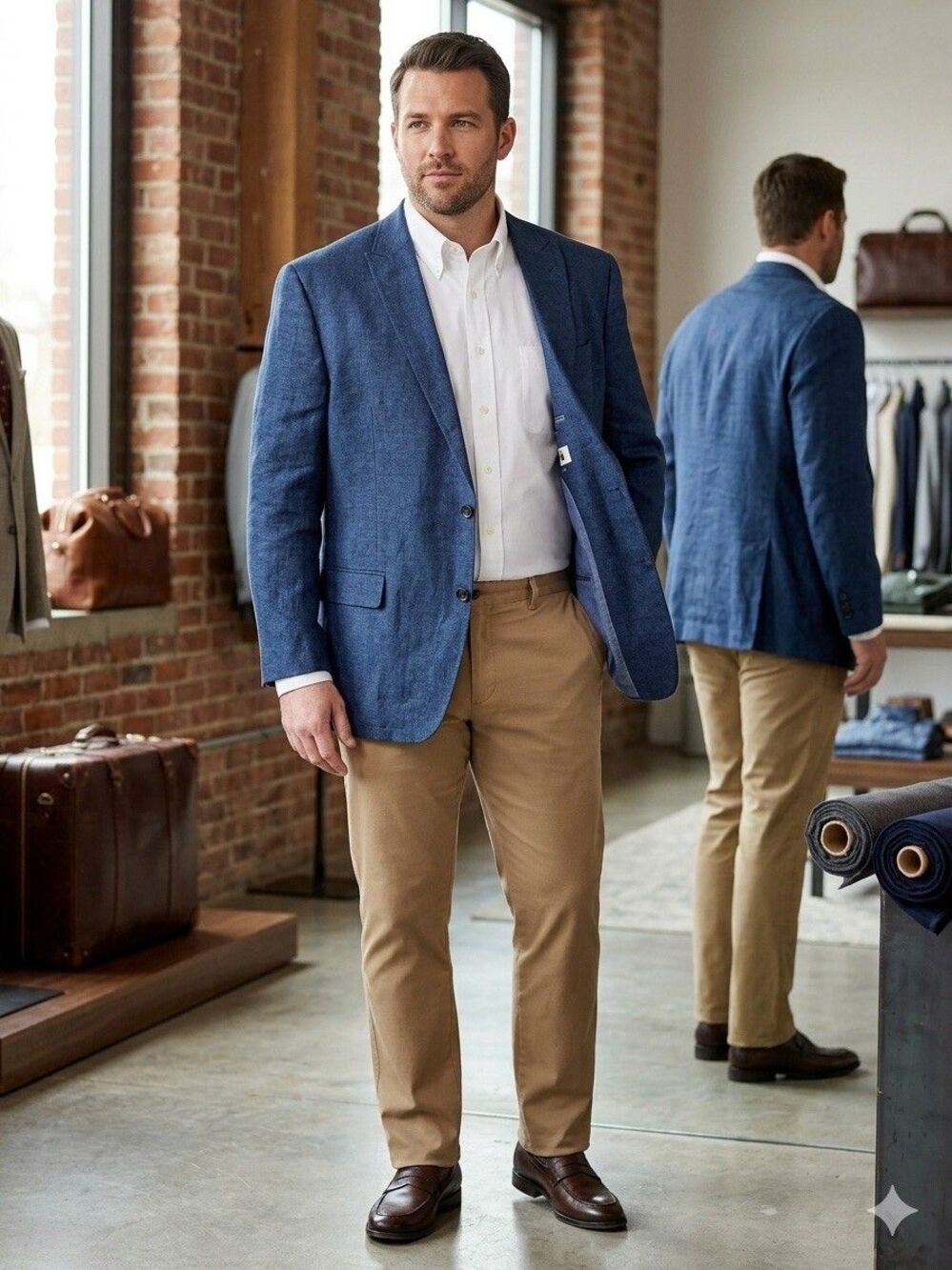 Joseph Abboud Men 2X Blue Linen Blazer Jacket Classic Fit Sport Coat Summer NWOT